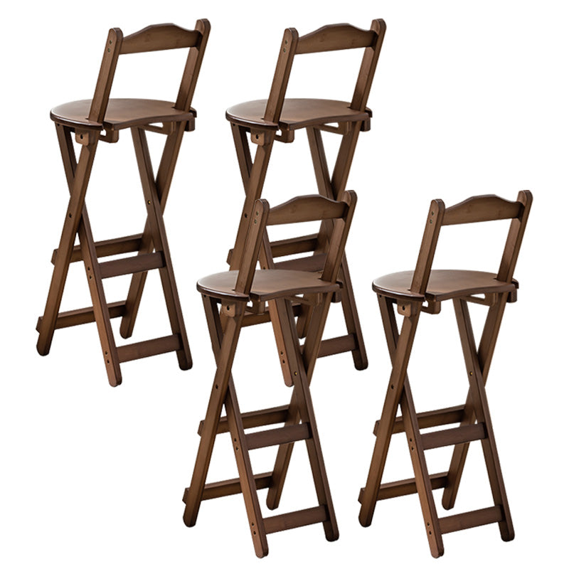 Indoor Minimalism Bar Stool Armless Wood Backrest Folding Counter Stool Brown 4 Piece Set Bar Stool(30"H) Clearhalo 'Bar Furniture' 'Bar Stools' 'bar_stools' 'furn' 'furn_bar_stools' 'furniture_bar_stools' 'Kitchen & Dining Furniture' 'kitchen&dining_furn' 'kitchen' 'kitchen_furn' Furniture' 4620620