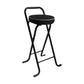 Nordic Style Pu Leather Barstools Folding Counter Stools for Dining Room Black 1 Piece Counter Stool(26"H) Clearhalo 'Bar Furniture' 'Bar Stools' 'bar_stools' 'furn' 'furn_bar_stools' 'furniture_bar_stools' 'Kitchen & Dining Furniture' 'kitchen&dining_furn' 'kitchen' 'kitchen_furn' Furniture' 4620626