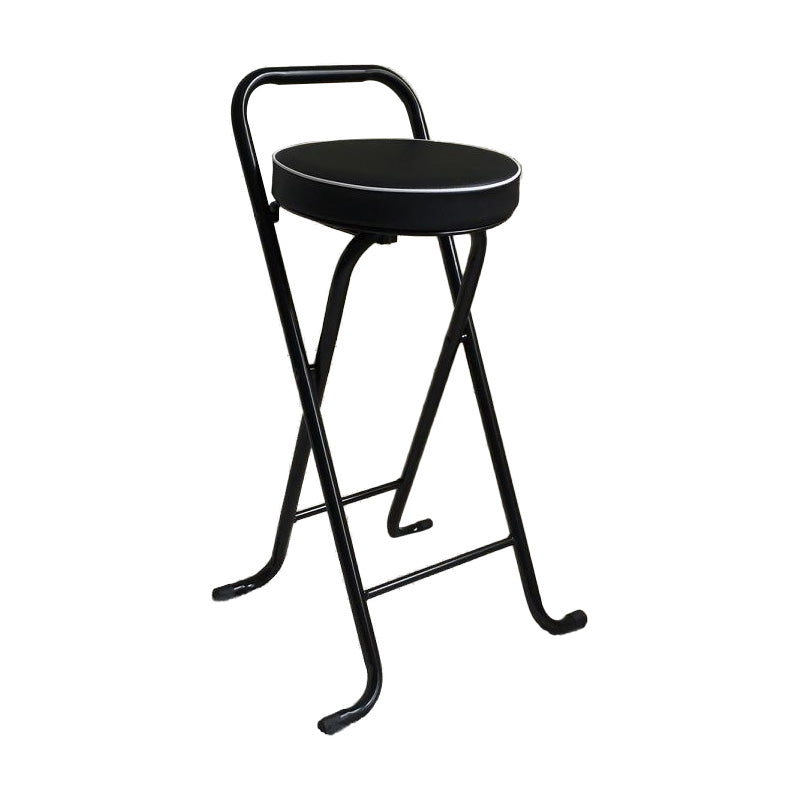 Nordic Style Pu Leather Barstools Folding Counter Stools for Dining Room Black 1 Piece Counter Stool(26"H) Clearhalo 'Bar Furniture' 'Bar Stools' 'bar_stools' 'furn' 'furn_bar_stools' 'furniture_bar_stools' 'Kitchen & Dining Furniture' 'kitchen&dining_furn' 'kitchen' 'kitchen_furn' Furniture' 4620626