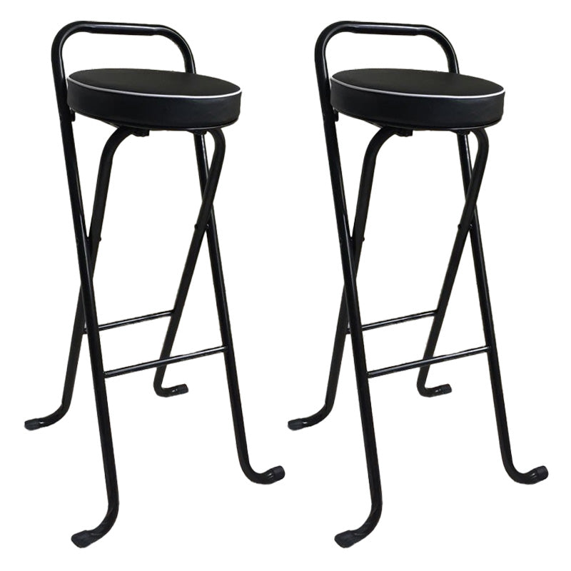 Nordic Style Pu Leather Barstools Folding Counter Stools for Dining Room Black 2 Piece Set Bar Stool(30"H) Clearhalo 'Bar Furniture' 'Bar Stools' 'bar_stools' 'furn' 'furn_bar_stools' 'furniture_bar_stools' 'Kitchen & Dining Furniture' 'kitchen&dining_furn' 'kitchen' 'kitchen_furn' Furniture' 4620635