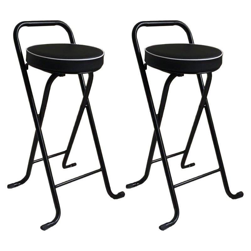 Nordic Style Pu Leather Barstools Folding Counter Stools for Dining Room Black 2 Piece Set Counter Stool(26"H) Clearhalo 'Bar Furniture' 'Bar Stools' 'bar_stools' 'furn' 'furn_bar_stools' 'furniture_bar_stools' 'Kitchen & Dining Furniture' 'kitchen&dining_furn' 'kitchen' 'kitchen_furn' Furniture' 4620637