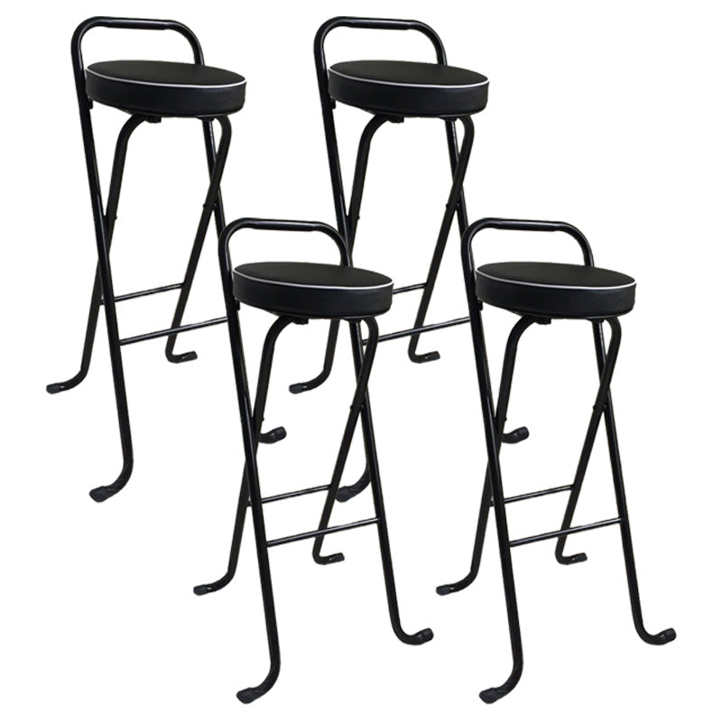 Nordic Style Pu Leather Barstools Folding Counter Stools for Dining Room Black 4 Piece Set Bar Stool(30"H) Clearhalo 'Bar Furniture' 'Bar Stools' 'bar_stools' 'furn' 'furn_bar_stools' 'furniture_bar_stools' 'Kitchen & Dining Furniture' 'kitchen&dining_furn' 'kitchen' 'kitchen_furn' Furniture' 4620644