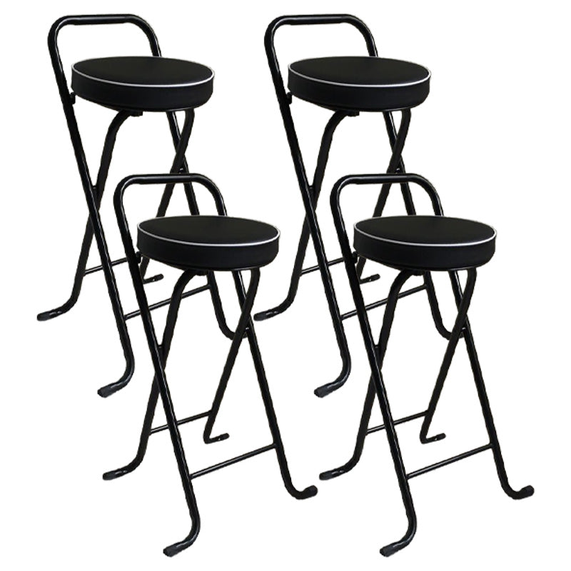 Nordic Style Pu Leather Barstools Folding Counter Stools for Dining Room Black 4 Piece Set Counter Stool(26"H) Clearhalo 'Bar Furniture' 'Bar Stools' 'bar_stools' 'furn' 'furn_bar_stools' 'furniture_bar_stools' 'Kitchen & Dining Furniture' 'kitchen&dining_furn' 'kitchen' 'kitchen_furn' Furniture' 4620647
