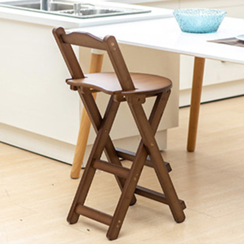 Contemporary Solid Wood Folding Barstools Folding Kitchen Bar Stool Tan 1 Piece Short Stool(18"H) Clearhalo 'Bar Furniture' 'Bar Stools' 'bar_stools' 'furn' 'furn_bar_stools' 'furniture_bar_stools' 'Kitchen & Dining Furniture' 'kitchen&dining_furn' 'kitchen' 'kitchen_furn' Furniture' 4620659