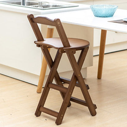 Contemporary Solid Wood Folding Barstools Folding Kitchen Bar Stool Tan 1 Piece Short Stool(18"H) Clearhalo 'Bar Furniture' 'Bar Stools' 'bar_stools' 'furn' 'furn_bar_stools' 'furniture_bar_stools' 'Kitchen & Dining Furniture' 'kitchen&dining_furn' 'kitchen' 'kitchen_furn' Furniture' 4620659