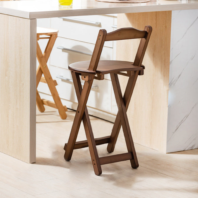 Solid Wood Folding Bar Stool Contemporary Indoor Barstool with Backrest Brown 1 Piece Short Stool(18"H) Clearhalo 'Bar Furniture' 'Bar Stools' 'bar_stools' 'furn' 'furn_bar_stools' 'furniture_bar_stools' 'Kitchen & Dining Furniture' 'kitchen&dining_furn' 'kitchen' 'kitchen_furn' Furniture' 4620686