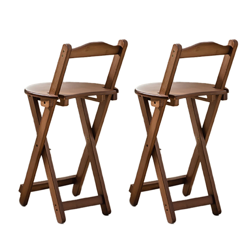 Solid Wood Folding Bar Stool Contemporary Indoor Barstool with Backrest Brown 2 Piece Set Short Stool(18"H) Clearhalo 'Bar Furniture' 'Bar Stools' 'bar_stools' 'furn' 'furn_bar_stools' 'furniture_bar_stools' 'Kitchen & Dining Furniture' 'kitchen&dining_furn' 'kitchen' 'kitchen_furn' Furniture' 4620687