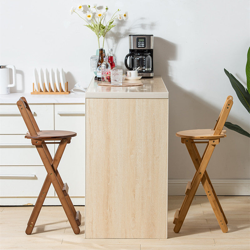 Solid Wood Folding Bar Stool Contemporary Indoor Barstool with Backrest Clearhalo 'Bar Furniture' 'Bar Stools' 'bar_stools' 'furn' 'furn_bar_stools' 'furniture_bar_stools' 'Kitchen & Dining Furniture' 'kitchen&dining_furn' 'kitchen' 'kitchen_furn' Furniture' 4620688