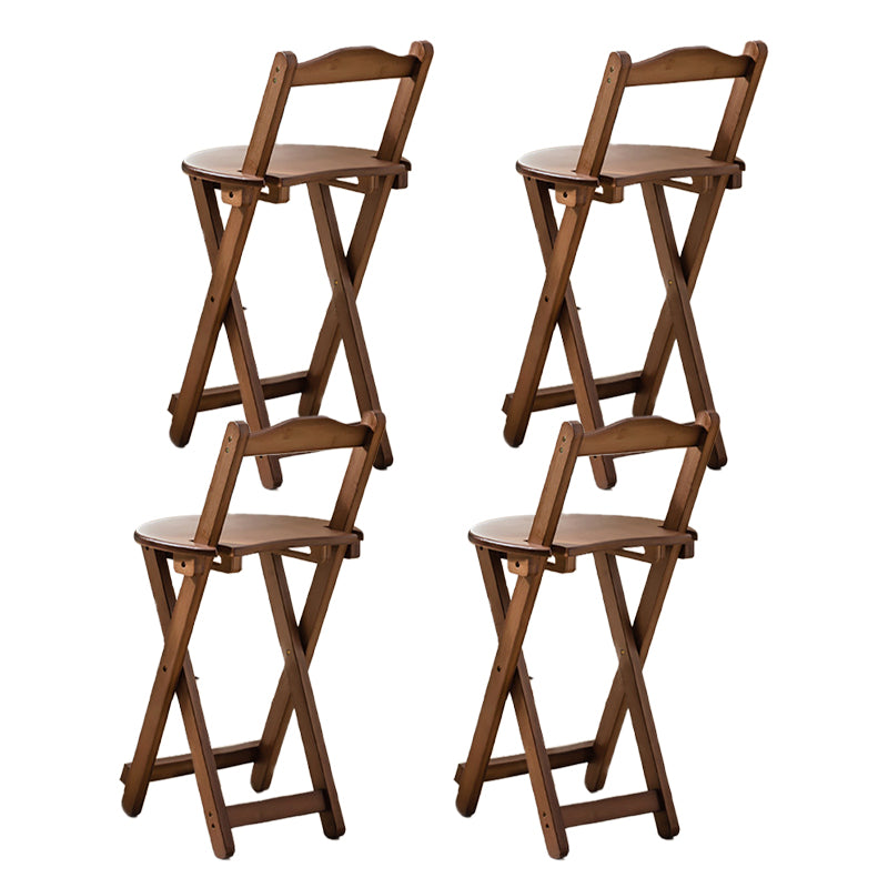 Solid Wood Folding Bar Stool Contemporary Indoor Barstool with Backrest Brown 4 Piece Set Short Stool(18"H) Clearhalo 'Bar Furniture' 'Bar Stools' 'bar_stools' 'furn' 'furn_bar_stools' 'furniture_bar_stools' 'Kitchen & Dining Furniture' 'kitchen&dining_furn' 'kitchen' 'kitchen_furn' Furniture' 4620690