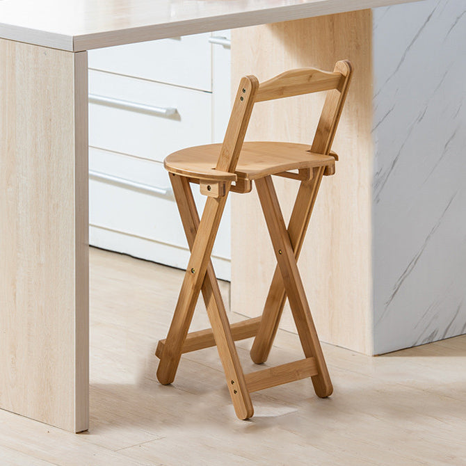 Solid Wood Folding Bar Stool Contemporary Indoor Barstool with Backrest Wood 1 Piece Short Stool(18"H) Clearhalo 'Bar Furniture' 'Bar Stools' 'bar_stools' 'furn' 'furn_bar_stools' 'furniture_bar_stools' 'Kitchen & Dining Furniture' 'kitchen&dining_furn' 'kitchen' 'kitchen_furn' Furniture' 4620691