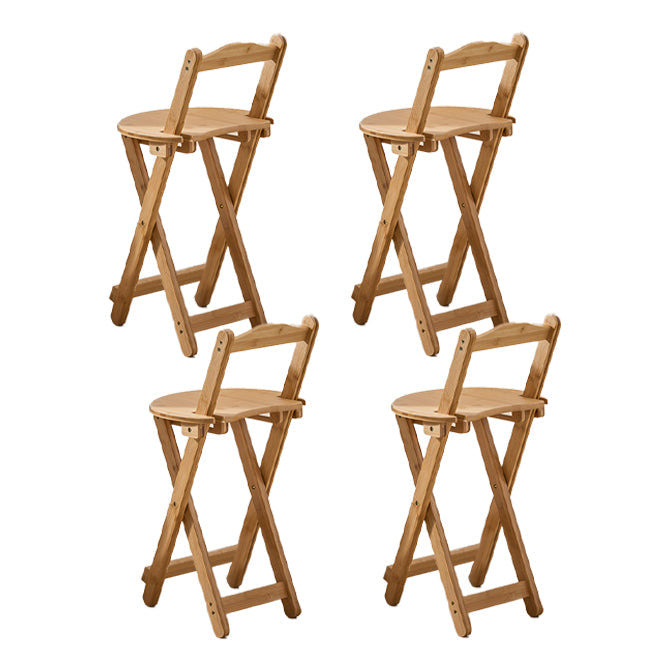 Solid Wood Folding Bar Stool Contemporary Indoor Barstool with Backrest Wood 4 Piece Set Short Stool(18"H) Clearhalo 'Bar Furniture' 'Bar Stools' 'bar_stools' 'furn' 'furn_bar_stools' 'furniture_bar_stools' 'Kitchen & Dining Furniture' 'kitchen&dining_furn' 'kitchen' 'kitchen_furn' Furniture' 4620695
