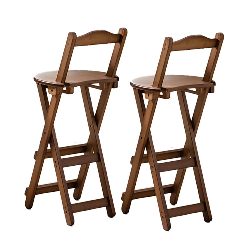 Solid Wood Folding Bar Stool Contemporary Indoor Barstool with Backrest Brown 2 Piece Set Counter Stool (24"H) Clearhalo 'Bar Furniture' 'Bar Stools' 'bar_stools' 'furn' 'furn_bar_stools' 'furniture_bar_stools' 'Kitchen & Dining Furniture' 'kitchen&dining_furn' 'kitchen' 'kitchen_furn' Furniture' 4620700