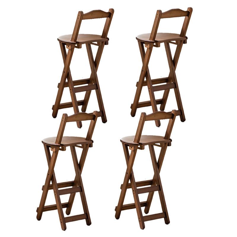 Solid Wood Folding Bar Stool Contemporary Indoor Barstool with Backrest Brown 4 Piece Set Counter Stool (24"H) Clearhalo 'Bar Furniture' 'Bar Stools' 'bar_stools' 'furn' 'furn_bar_stools' 'furniture_bar_stools' 'Kitchen & Dining Furniture' 'kitchen&dining_furn' 'kitchen' 'kitchen_furn' Furniture' 4620702
