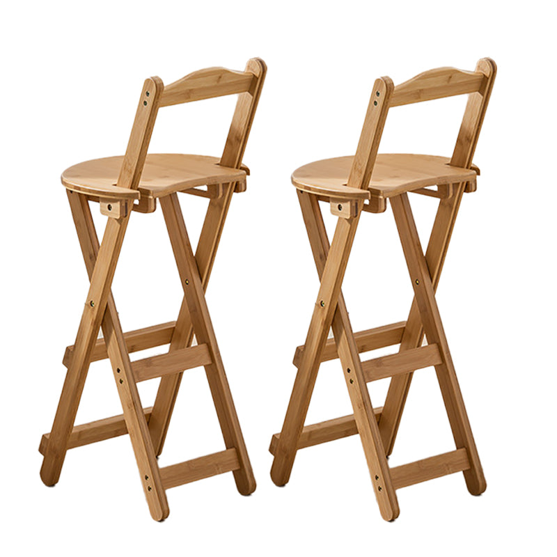 Solid Wood Folding Bar Stool Contemporary Indoor Barstool with Backrest Wood 2 Piece Set Counter Stool (24"H) Clearhalo 'Bar Furniture' 'Bar Stools' 'bar_stools' 'furn' 'furn_bar_stools' 'furniture_bar_stools' 'Kitchen & Dining Furniture' 'kitchen&dining_furn' 'kitchen' 'kitchen_furn' Furniture' 4620705