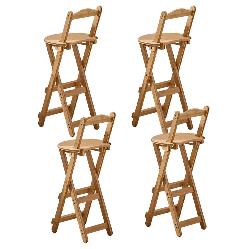 Solid Wood Folding Bar Stool Contemporary Indoor Barstool with Backrest Wood 4 Piece Set Counter Stool (24"H) Clearhalo 'Bar Furniture' 'Bar Stools' 'bar_stools' 'furn' 'furn_bar_stools' 'furniture_bar_stools' 'Kitchen & Dining Furniture' 'kitchen&dining_furn' 'kitchen' 'kitchen_furn' Furniture' 4620708