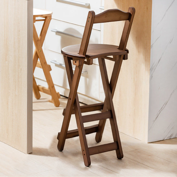 Solid Wood Folding Bar Stool Contemporary Indoor Barstool with Backrest Brown 1 Piece Bar Stool(30"H) Clearhalo 'Bar Furniture' 'Bar Stools' 'bar_stools' 'furn' 'furn_bar_stools' 'furniture_bar_stools' 'Kitchen & Dining Furniture' 'kitchen&dining_furn' 'kitchen' 'kitchen_furn' Furniture' 4620709