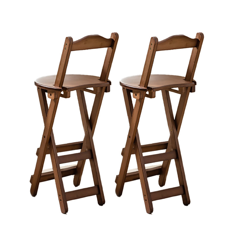 Solid Wood Folding Bar Stool Contemporary Indoor Barstool with Backrest Brown 2 Piece Set Bar Stool(30"H) Clearhalo 'Bar Furniture' 'Bar Stools' 'bar_stools' 'furn' 'furn_bar_stools' 'furniture_bar_stools' 'Kitchen & Dining Furniture' 'kitchen&dining_furn' 'kitchen' 'kitchen_furn' Furniture' 4620710
