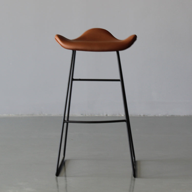 Industrial Style Metal Bar-stool Bucket Seat Sled Legs Counter Stool for Kitchen Bar Dark Brown 1 Piece Clearhalo 'Bar Furniture' 'Bar Stools' 'bar_stools' 'furn' 'furn_bar_stools' 'furniture_bar_stools' 'Kitchen & Dining Furniture' 'kitchen&dining_furn' 'kitchen' 'kitchen_furn' Furniture' 4620741