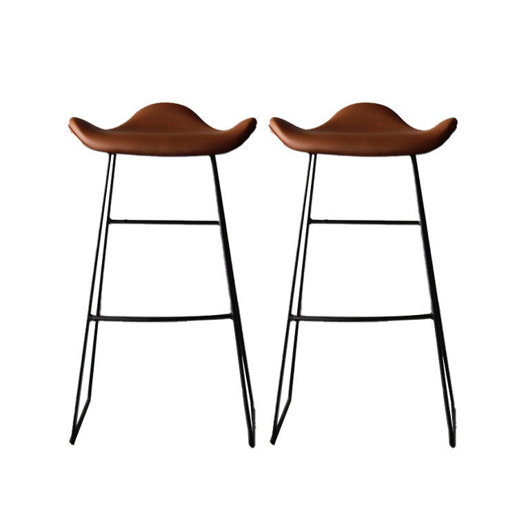 Industrial Style Metal Bar-stool Bucket Seat Sled Legs Counter Stool for Kitchen Bar Dark Brown 2 Piece Set Clearhalo 'Bar Furniture' 'Bar Stools' 'bar_stools' 'furn' 'furn_bar_stools' 'furniture_bar_stools' 'Kitchen & Dining Furniture' 'kitchen&dining_furn' 'kitchen' 'kitchen_furn' Furniture' 4620742