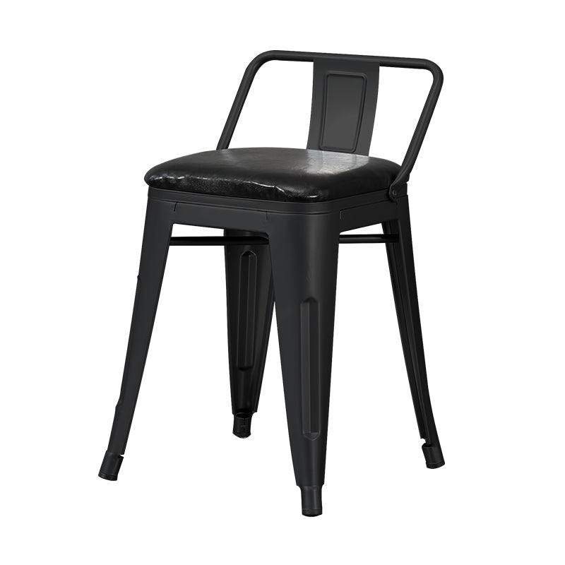 Industrial Style Metal Bar-stool Square Seat Counter Stool for Kitchen Bar Gloss Black 1 Piece Short Stool(18"H) Clearhalo 'Bar Furniture' 'Bar Stools' 'bar_stools' 'furn' 'furn_bar_stools' 'furniture_bar_stools' 'Kitchen & Dining Furniture' 'kitchen&dining_furn' 'kitchen' 'kitchen_furn' Furniture' 4620750