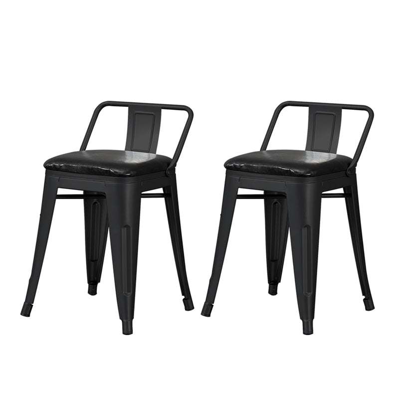 Industrial Style Metal Bar-stool Square Seat Counter Stool for Kitchen Bar Gloss Black 2 Piece Set Short Stool(18"H) Clearhalo 'Bar Furniture' 'Bar Stools' 'bar_stools' 'furn' 'furn_bar_stools' 'furniture_bar_stools' 'Kitchen & Dining Furniture' 'kitchen&dining_furn' 'kitchen' 'kitchen_furn' Furniture' 4620752
