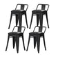 Industrial Style Metal Bar-stool Square Seat Counter Stool for Kitchen Bar Gloss Black 4 Piece Set Short Stool(18"H) Clearhalo 'Bar Furniture' 'Bar Stools' 'bar_stools' 'furn' 'furn_bar_stools' 'furniture_bar_stools' 'Kitchen & Dining Furniture' 'kitchen&dining_furn' 'kitchen' 'kitchen_furn' Furniture' 4620754