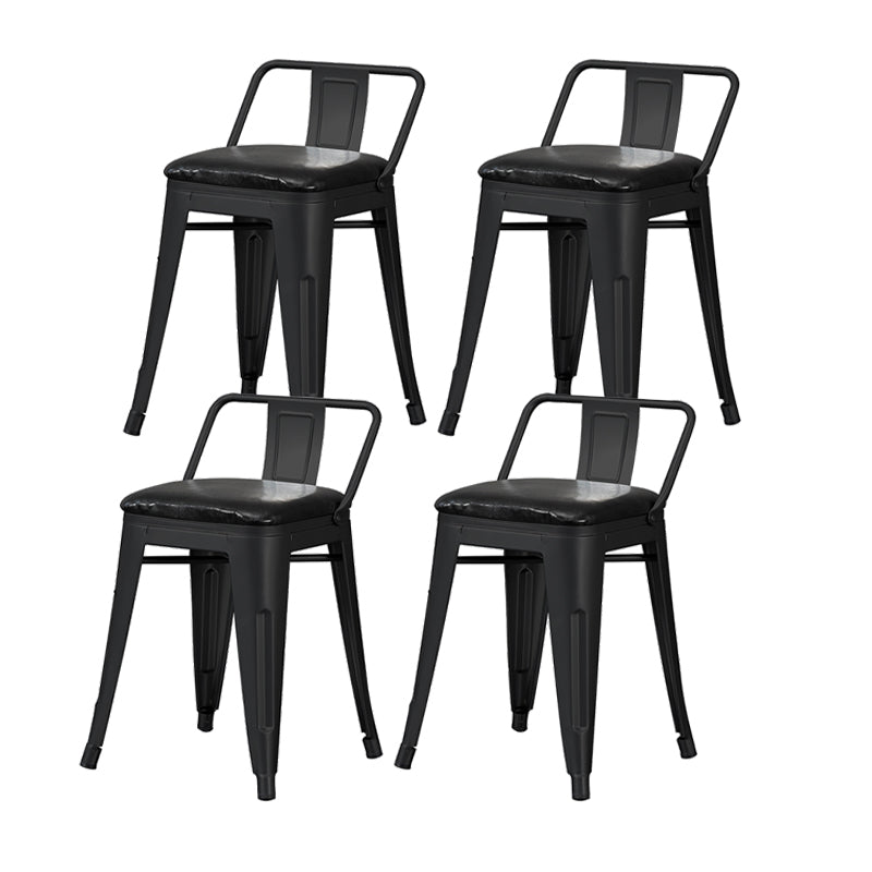 Industrial Style Metal Bar-stool Square Seat Counter Stool for Kitchen Bar Gloss Black 4 Piece Set Short Stool(18"H) Clearhalo 'Bar Furniture' 'Bar Stools' 'bar_stools' 'furn' 'furn_bar_stools' 'furniture_bar_stools' 'Kitchen & Dining Furniture' 'kitchen&dining_furn' 'kitchen' 'kitchen_furn' Furniture' 4620754