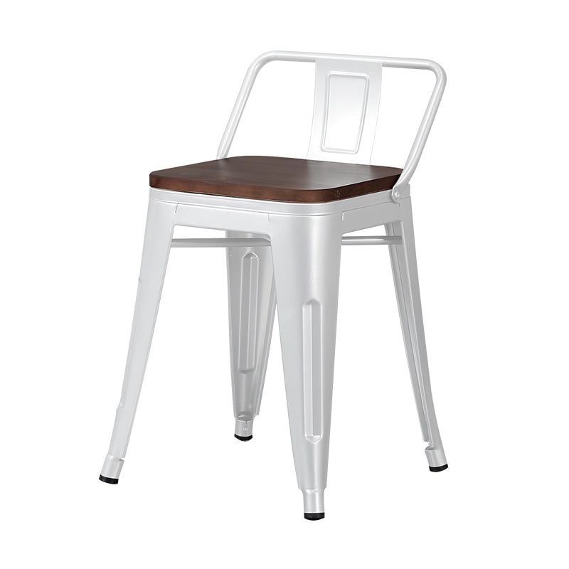 Industrial Style Metal Bar-stool Square Seat Counter Stool for Kitchen Bar Gloss White 1 Piece Short Stool(18"H) Clearhalo 'Bar Furniture' 'Bar Stools' 'bar_stools' 'furn' 'furn_bar_stools' 'furniture_bar_stools' 'Kitchen & Dining Furniture' 'kitchen&dining_furn' 'kitchen' 'kitchen_furn' Furniture' 4620767