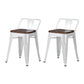 Industrial Style Metal Bar-stool Square Seat Counter Stool for Kitchen Bar Gloss White 2 Piece Set Short Stool(18"H) Clearhalo 'Bar Furniture' 'Bar Stools' 'bar_stools' 'furn' 'furn_bar_stools' 'furniture_bar_stools' 'Kitchen & Dining Furniture' 'kitchen&dining_furn' 'kitchen' 'kitchen_furn' Furniture' 4620770
