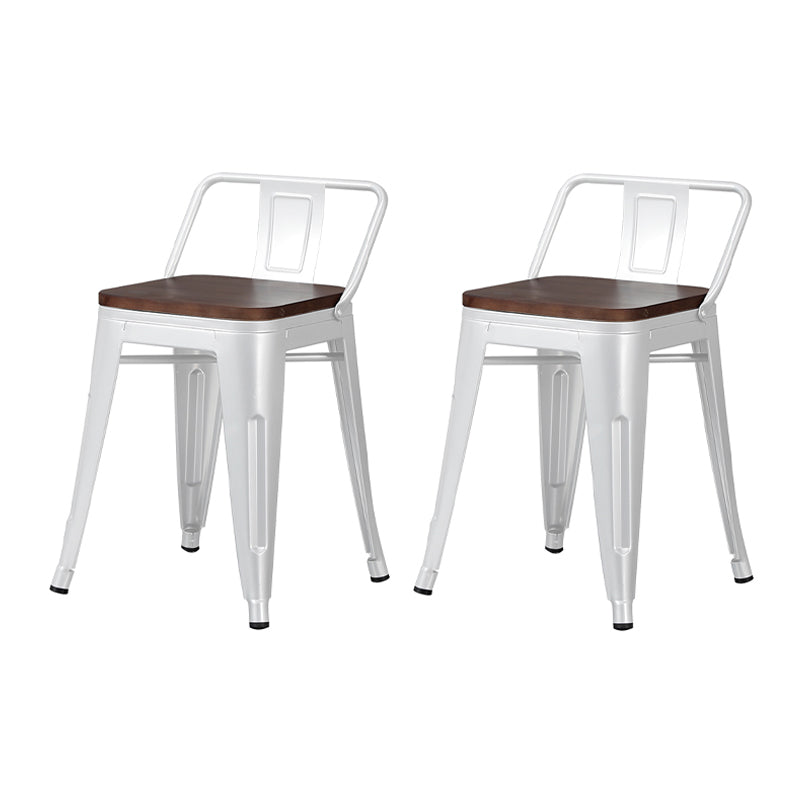 Industrial Style Metal Bar-stool Square Seat Counter Stool for Kitchen Bar Gloss White 2 Piece Set Short Stool(18"H) Clearhalo 'Bar Furniture' 'Bar Stools' 'bar_stools' 'furn' 'furn_bar_stools' 'furniture_bar_stools' 'Kitchen & Dining Furniture' 'kitchen&dining_furn' 'kitchen' 'kitchen_furn' Furniture' 4620770