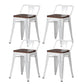 Industrial Style Metal Bar-stool Square Seat Counter Stool for Kitchen Bar Gloss White 4 Piece Set Short Stool(18"H) Clearhalo 'Bar Furniture' 'Bar Stools' 'bar_stools' 'furn' 'furn_bar_stools' 'furniture_bar_stools' 'Kitchen & Dining Furniture' 'kitchen&dining_furn' 'kitchen' 'kitchen_furn' Furniture' 4620771
