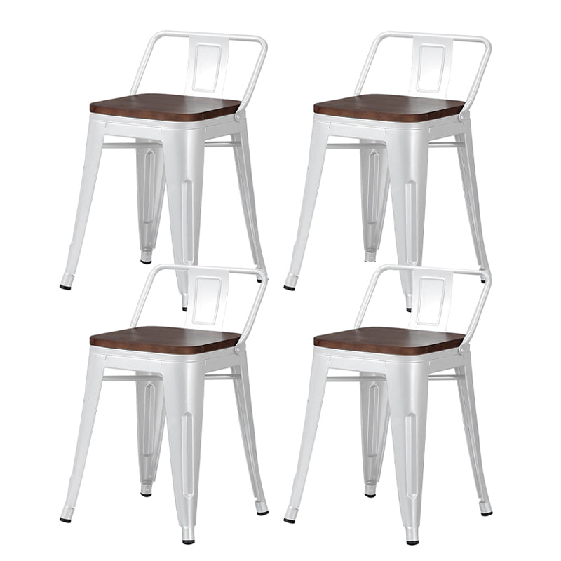Industrial Style Metal Bar-stool Square Seat Counter Stool for Kitchen Bar Gloss White 4 Piece Set Short Stool(18"H) Clearhalo 'Bar Furniture' 'Bar Stools' 'bar_stools' 'furn' 'furn_bar_stools' 'furniture_bar_stools' 'Kitchen & Dining Furniture' 'kitchen&dining_furn' 'kitchen' 'kitchen_furn' Furniture' 4620771