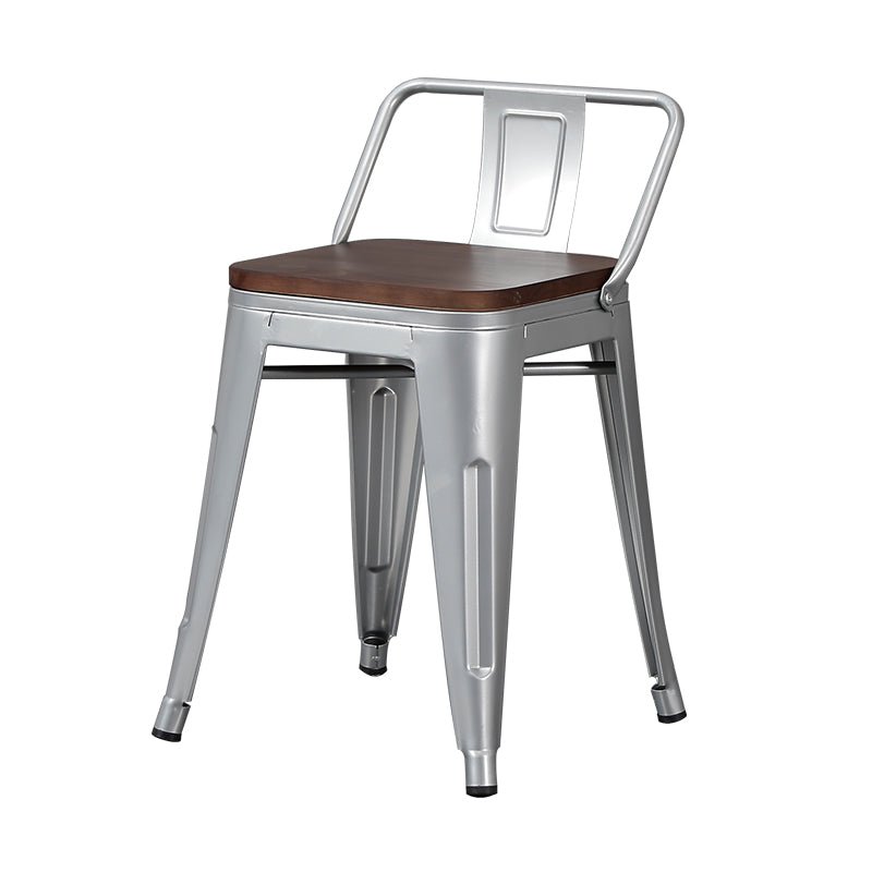 Industrial Style Metal Bar-stool Square Seat Counter Stool for Kitchen Bar Light Silver 1 Piece Short Stool(18"H) Clearhalo 'Bar Furniture' 'Bar Stools' 'bar_stools' 'furn' 'furn_bar_stools' 'furniture_bar_stools' 'Kitchen & Dining Furniture' 'kitchen&dining_furn' 'kitchen' 'kitchen_furn' Furniture' 4620773