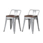 Industrial Style Metal Bar-stool Square Seat Counter Stool for Kitchen Bar Light Silver 2 Piece Set Short Stool(18"H) Clearhalo 'Bar Furniture' 'Bar Stools' 'bar_stools' 'furn' 'furn_bar_stools' 'furniture_bar_stools' 'Kitchen & Dining Furniture' 'kitchen&dining_furn' 'kitchen' 'kitchen_furn' Furniture' 4620775