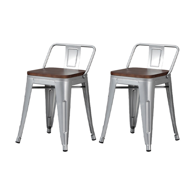 Industrial Style Metal Bar-stool Square Seat Counter Stool for Kitchen Bar Light Silver 2 Piece Set Short Stool(18"H) Clearhalo 'Bar Furniture' 'Bar Stools' 'bar_stools' 'furn' 'furn_bar_stools' 'furniture_bar_stools' 'Kitchen & Dining Furniture' 'kitchen&dining_furn' 'kitchen' 'kitchen_furn' Furniture' 4620775