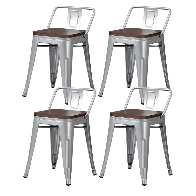 Industrial Style Metal Bar-stool Square Seat Counter Stool for Kitchen Bar Light Silver 4 Piece Set Short Stool(18"H) Clearhalo 'Bar Furniture' 'Bar Stools' 'bar_stools' 'furn' 'furn_bar_stools' 'furniture_bar_stools' 'Kitchen & Dining Furniture' 'kitchen&dining_furn' 'kitchen' 'kitchen_furn' Furniture' 4620777