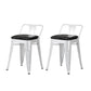 Industrial Style Metal Bar-stool Square Seat Counter Stool for Kitchen Bar White 2 Piece Set Short Stool(18"H) Clearhalo 'Bar Furniture' 'Bar Stools' 'bar_stools' 'furn' 'furn_bar_stools' 'furniture_bar_stools' 'Kitchen & Dining Furniture' 'kitchen&dining_furn' 'kitchen' 'kitchen_furn' Furniture' 4620780