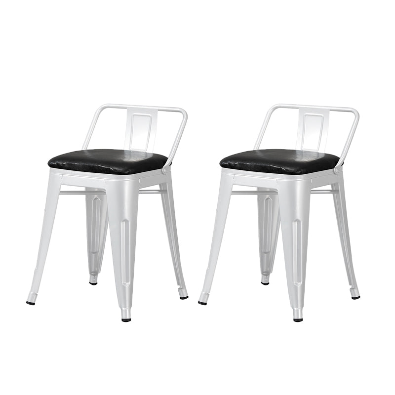 Industrial Style Metal Bar-stool Square Seat Counter Stool for Kitchen Bar White 2 Piece Set Short Stool(18"H) Clearhalo 'Bar Furniture' 'Bar Stools' 'bar_stools' 'furn' 'furn_bar_stools' 'furniture_bar_stools' 'Kitchen & Dining Furniture' 'kitchen&dining_furn' 'kitchen' 'kitchen_furn' Furniture' 4620780