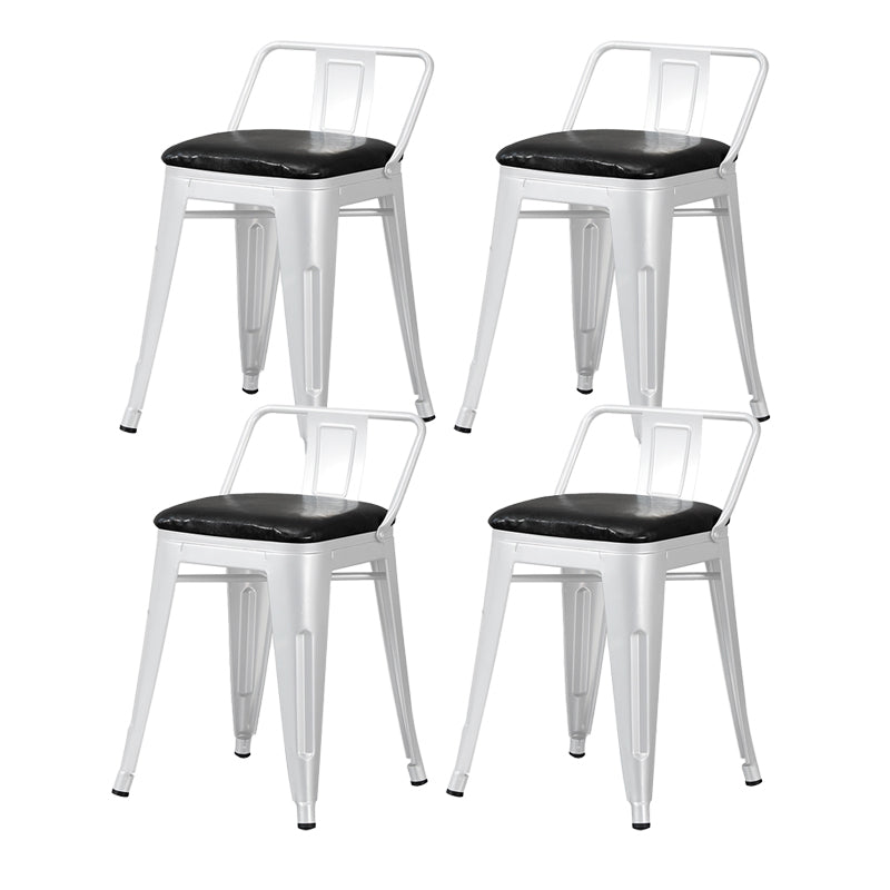 Industrial Style Metal Bar-stool Square Seat Counter Stool for Kitchen Bar White 4 Piece Set Short Stool(18"H) Clearhalo 'Bar Furniture' 'Bar Stools' 'bar_stools' 'furn' 'furn_bar_stools' 'furniture_bar_stools' 'Kitchen & Dining Furniture' 'kitchen&dining_furn' 'kitchen' 'kitchen_furn' Furniture' 4620781