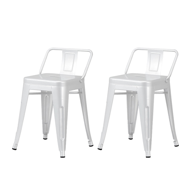 Industrial Style Metal Bar-stool Square Seat Counter Stool for Kitchen Bar Textured White 2 Piece Set Short Stool(18"H) Clearhalo 'Bar Furniture' 'Bar Stools' 'bar_stools' 'furn' 'furn_bar_stools' 'furniture_bar_stools' 'Kitchen & Dining Furniture' 'kitchen&dining_furn' 'kitchen' 'kitchen_furn' Furniture' 4620783