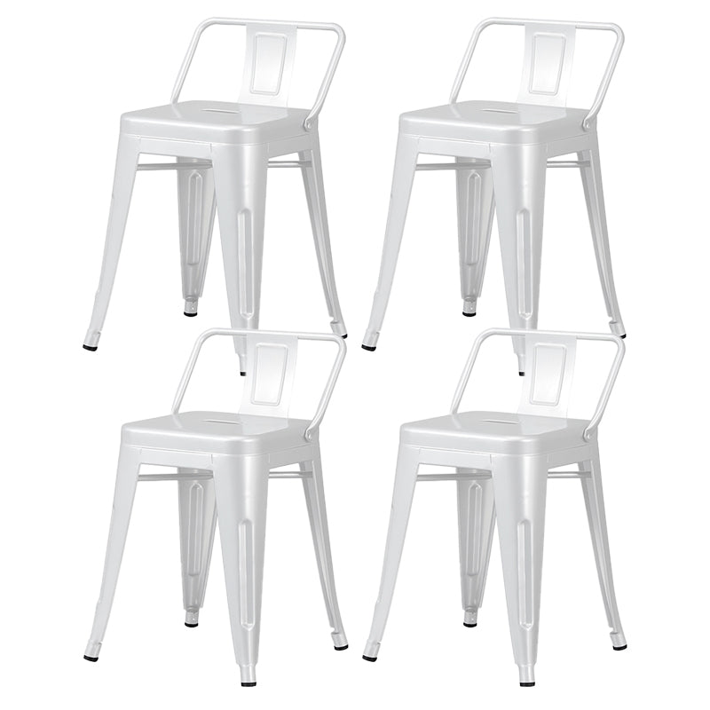 Industrial Style Metal Bar-stool Square Seat Counter Stool for Kitchen Bar Textured White 4 Piece Set Short Stool(18"H) Clearhalo 'Bar Furniture' 'Bar Stools' 'bar_stools' 'furn' 'furn_bar_stools' 'furniture_bar_stools' 'Kitchen & Dining Furniture' 'kitchen&dining_furn' 'kitchen' 'kitchen_furn' Furniture' 4620784