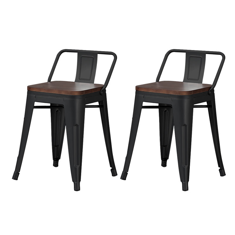 Industrial Style Metal Bar-stool Square Seat Counter Stool for Kitchen Bar Textured Black 2 Piece Set Short Stool(18"H) Clearhalo 'Bar Furniture' 'Bar Stools' 'bar_stools' 'furn' 'furn_bar_stools' 'furniture_bar_stools' 'Kitchen & Dining Furniture' 'kitchen&dining_furn' 'kitchen' 'kitchen_furn' Furniture' 4620786
