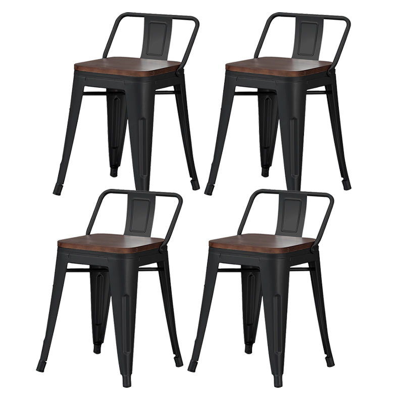 Industrial Style Metal Bar-stool Square Seat Counter Stool for Kitchen Bar Textured Black 4 Piece Set Short Stool(18"H) Clearhalo 'Bar Furniture' 'Bar Stools' 'bar_stools' 'furn' 'furn_bar_stools' 'furniture_bar_stools' 'Kitchen & Dining Furniture' 'kitchen&dining_furn' 'kitchen' 'kitchen_furn' Furniture' 4620787