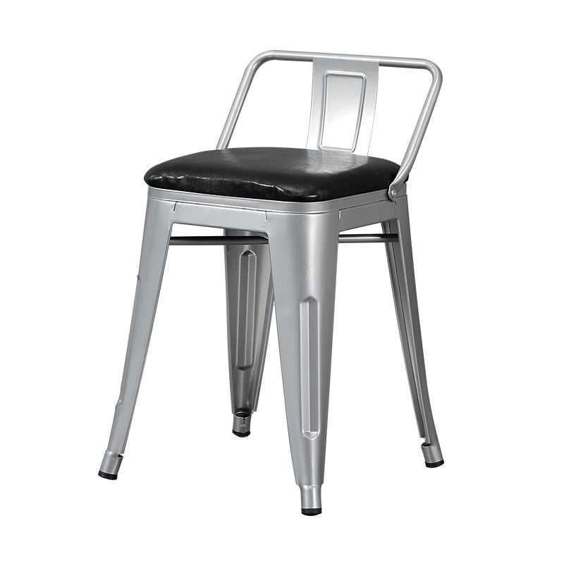 Industrial Style Metal Bar-stool Square Seat Counter Stool for Kitchen Bar Silver 1 Piece Short Stool(18"H) Clearhalo 'Bar Furniture' 'Bar Stools' 'bar_stools' 'furn' 'furn_bar_stools' 'furniture_bar_stools' 'Kitchen & Dining Furniture' 'kitchen&dining_furn' 'kitchen' 'kitchen_furn' Furniture' 4620788