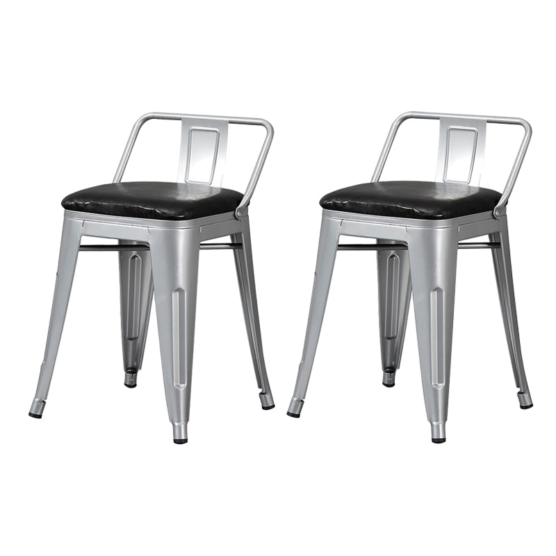 Industrial Style Metal Bar-stool Square Seat Counter Stool for Kitchen Bar Silver 2 Piece Set Short Stool(18"H) Clearhalo 'Bar Furniture' 'Bar Stools' 'bar_stools' 'furn' 'furn_bar_stools' 'furniture_bar_stools' 'Kitchen & Dining Furniture' 'kitchen&dining_furn' 'kitchen' 'kitchen_furn' Furniture' 4620789