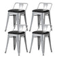Industrial Style Metal Bar-stool Square Seat Counter Stool for Kitchen Bar Silver 4 Piece Set Short Stool(18"H) Clearhalo 'Bar Furniture' 'Bar Stools' 'bar_stools' 'furn' 'furn_bar_stools' 'furniture_bar_stools' 'Kitchen & Dining Furniture' 'kitchen&dining_furn' 'kitchen' 'kitchen_furn' Furniture' 4620790
