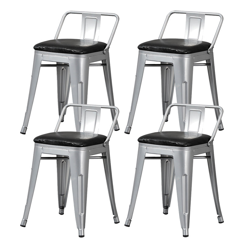 Industrial Style Metal Bar-stool Square Seat Counter Stool for Kitchen Bar Silver 4 Piece Set Short Stool(18"H) Clearhalo 'Bar Furniture' 'Bar Stools' 'bar_stools' 'furn' 'furn_bar_stools' 'furniture_bar_stools' 'Kitchen & Dining Furniture' 'kitchen&dining_furn' 'kitchen' 'kitchen_furn' Furniture' 4620790