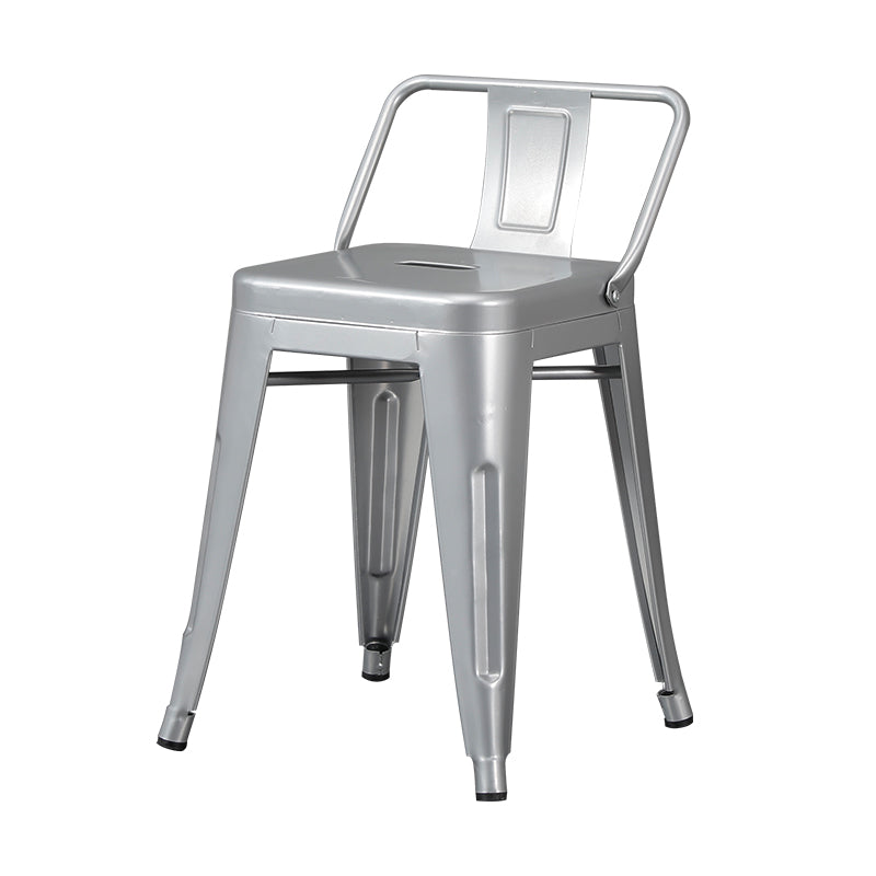 Industrial Style Metal Bar-stool Square Seat Counter Stool for Kitchen Bar Textured Silver 1 Piece Short Stool(18"H) Clearhalo 'Bar Furniture' 'Bar Stools' 'bar_stools' 'furn' 'furn_bar_stools' 'furniture_bar_stools' 'Kitchen & Dining Furniture' 'kitchen&dining_furn' 'kitchen' 'kitchen_furn' Furniture' 4620791