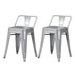 Industrial Style Metal Bar-stool Square Seat Counter Stool for Kitchen Bar Textured Silver 2 Piece Set Short Stool(18"H) Clearhalo 'Bar Furniture' 'Bar Stools' 'bar_stools' 'furn' 'furn_bar_stools' 'furniture_bar_stools' 'Kitchen & Dining Furniture' 'kitchen&dining_furn' 'kitchen' 'kitchen_furn' Furniture' 4620792