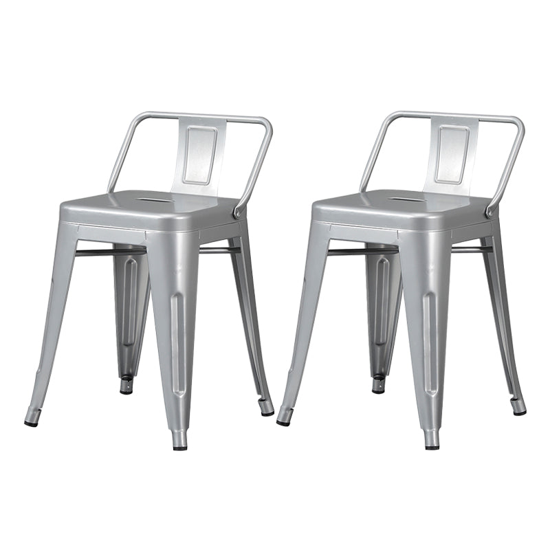 Industrial Style Metal Bar-stool Square Seat Counter Stool for Kitchen Bar Textured Silver 2 Piece Set Short Stool(18"H) Clearhalo 'Bar Furniture' 'Bar Stools' 'bar_stools' 'furn' 'furn_bar_stools' 'furniture_bar_stools' 'Kitchen & Dining Furniture' 'kitchen&dining_furn' 'kitchen' 'kitchen_furn' Furniture' 4620792